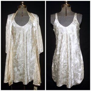 VTG 90's Erika Taylor Short Ivory Bridal Peignoir Set Nightie & Robe Size MED